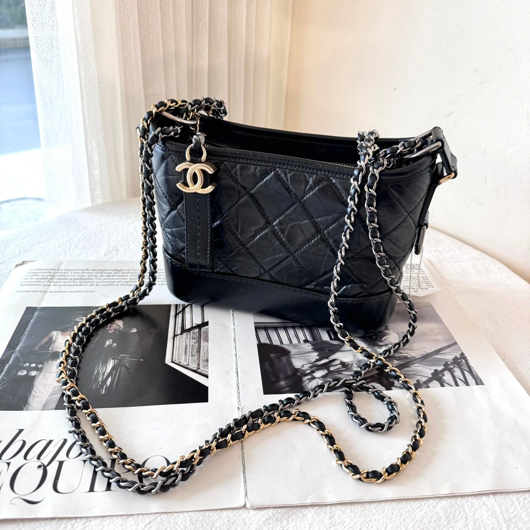99新 Chanel/香奈儿 流浪小号黑金单肩包/公价无/甄选