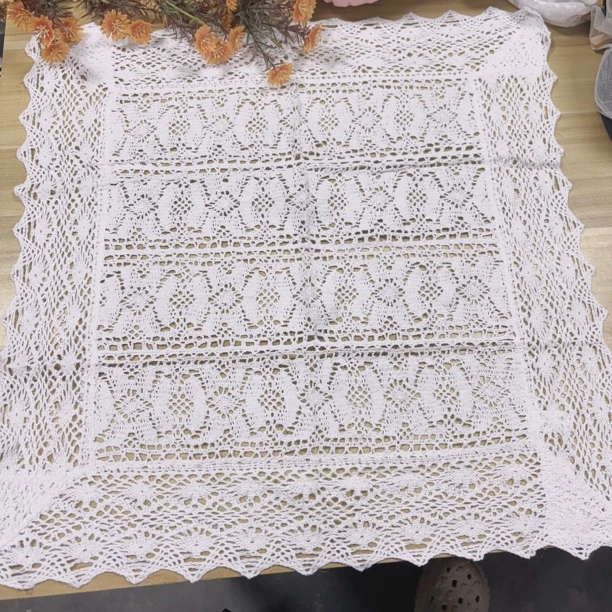 ZP027 白色机构棉线方盖巾60*60cm 1条