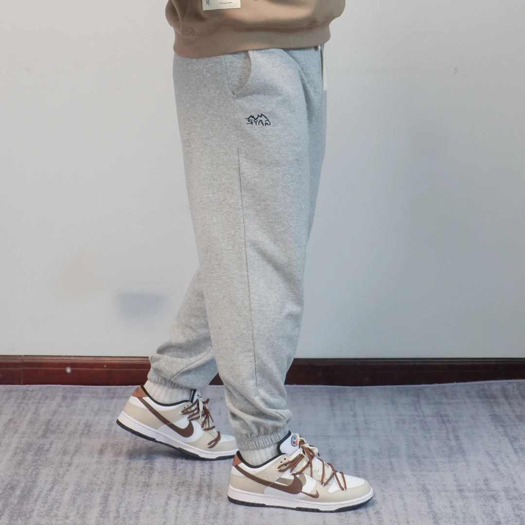 民生铺子【秋季优惠】学院风纯色复古刺绣休闲卫裤百搭运动裤