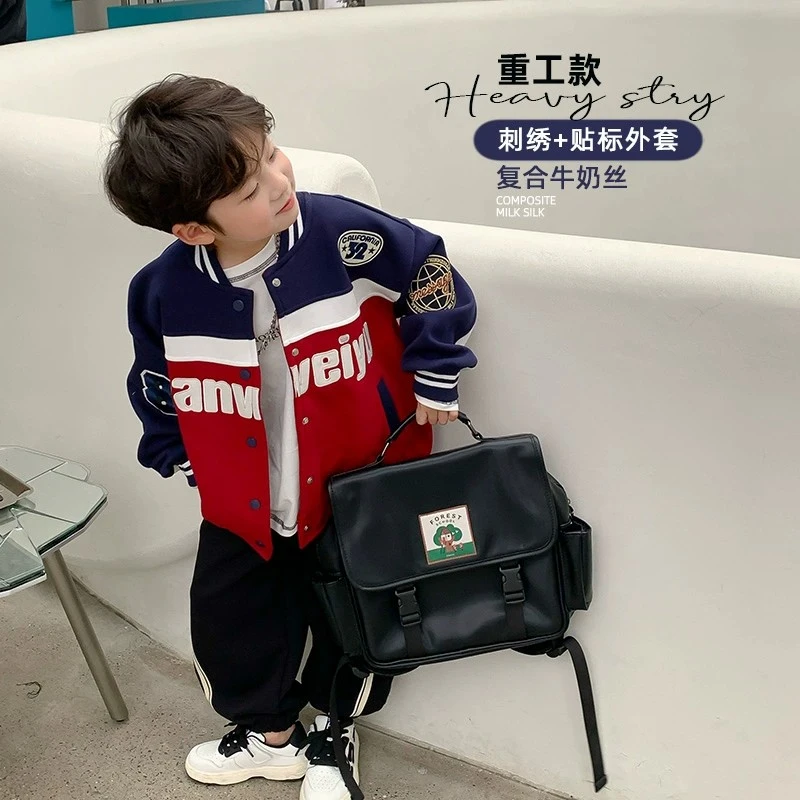 男童潮流外套洋气潮牌小童春秋款春秋帅气炸街外衣夹克童装棒球服