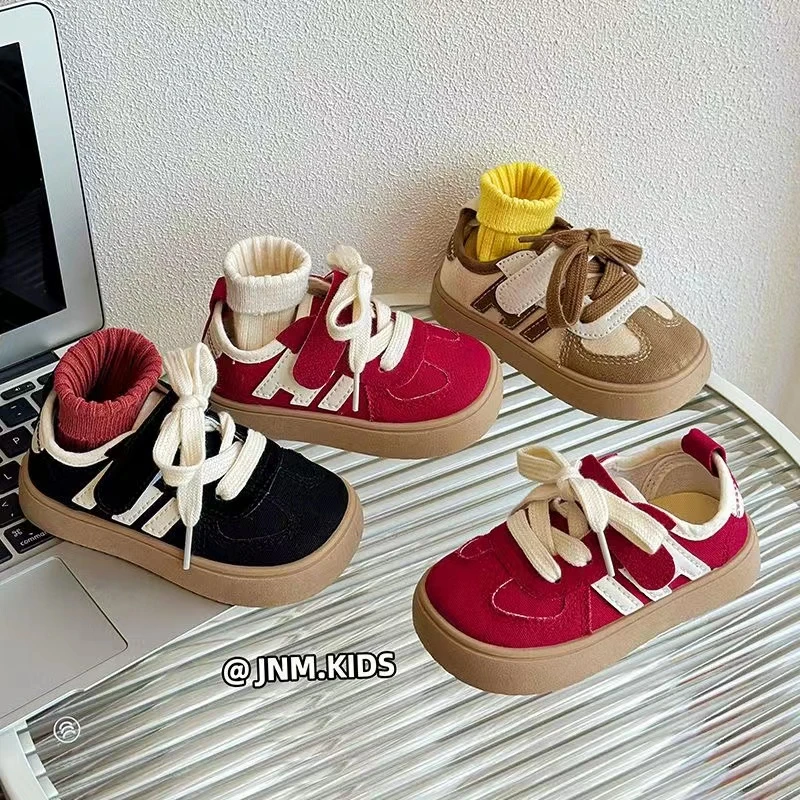 韩版儿童帆布鞋春秋新款男童低帮板鞋女童红色布鞋软底宝宝德训鞋