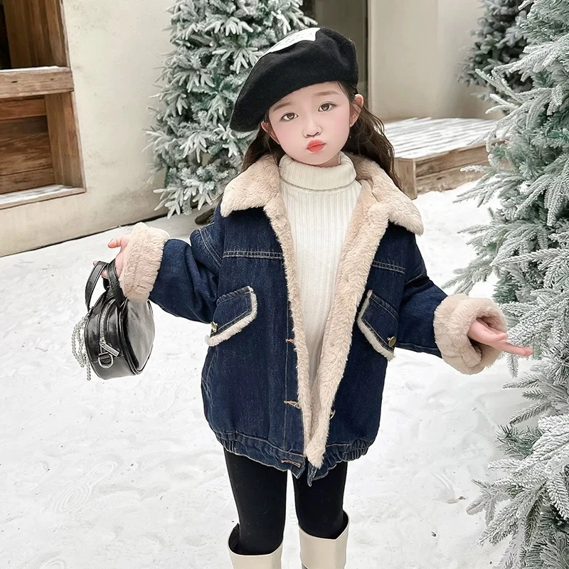 女童加兔毛加厚外套洋气冬季保暖