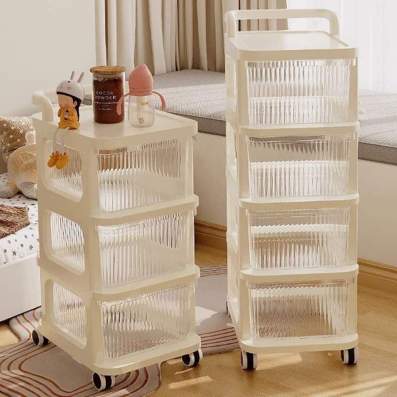 小推车收纳柜零食多层置物架可移动落地抽屉式婴儿用品玩具收纳架
