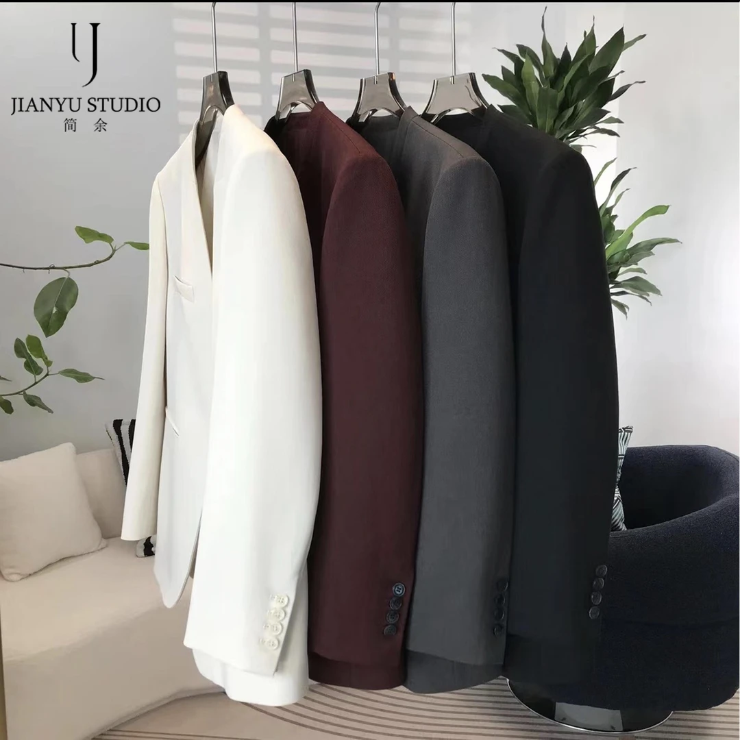 【极简西装】春季新款高端气质时尚百搭轻职风极简风无领西装83750