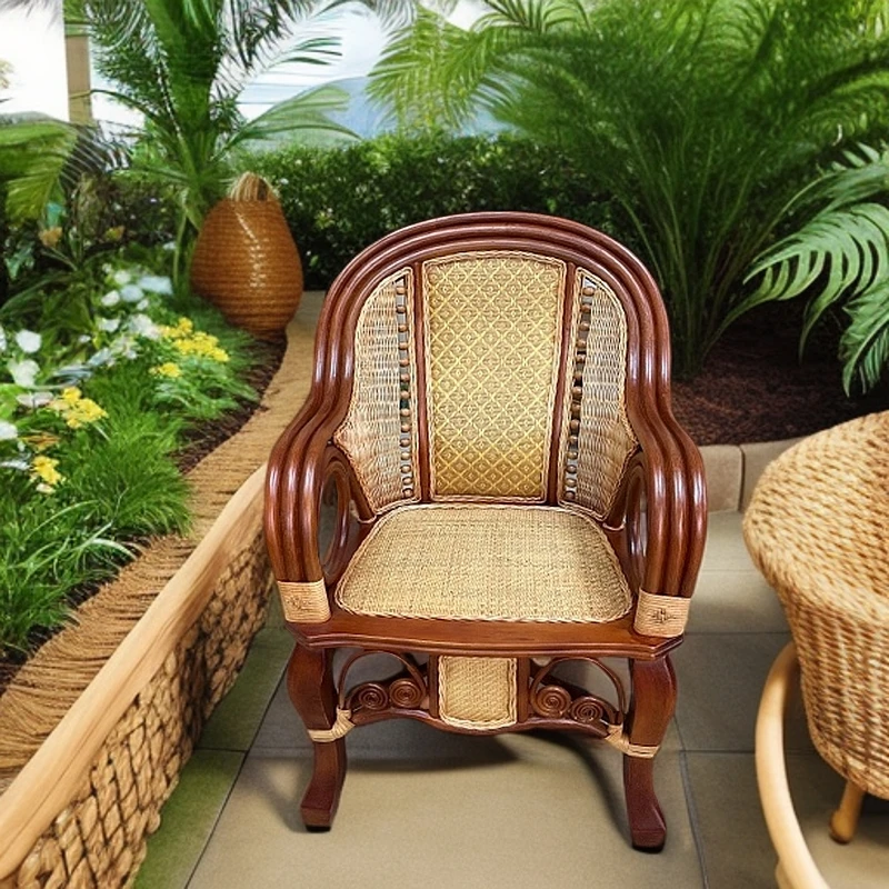 藤艺客厅大手工富贵椅休闲舒适藤编椅子家用单人小藤椅家用沙发椅