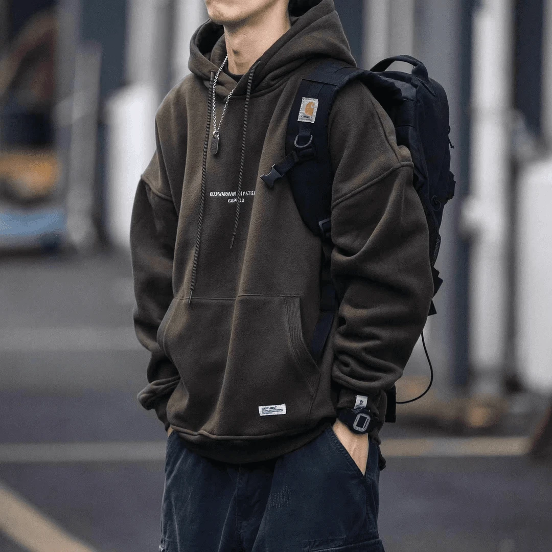 仓石一树潮牌美式复古连帽卫衣男秋冬季青年纯棉加绒加厚宽松外套