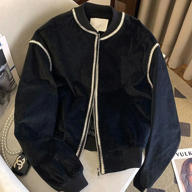 仓石一树潮牌小香风休闲棒球服男秋冬美式复古高级感宽松夹克外套