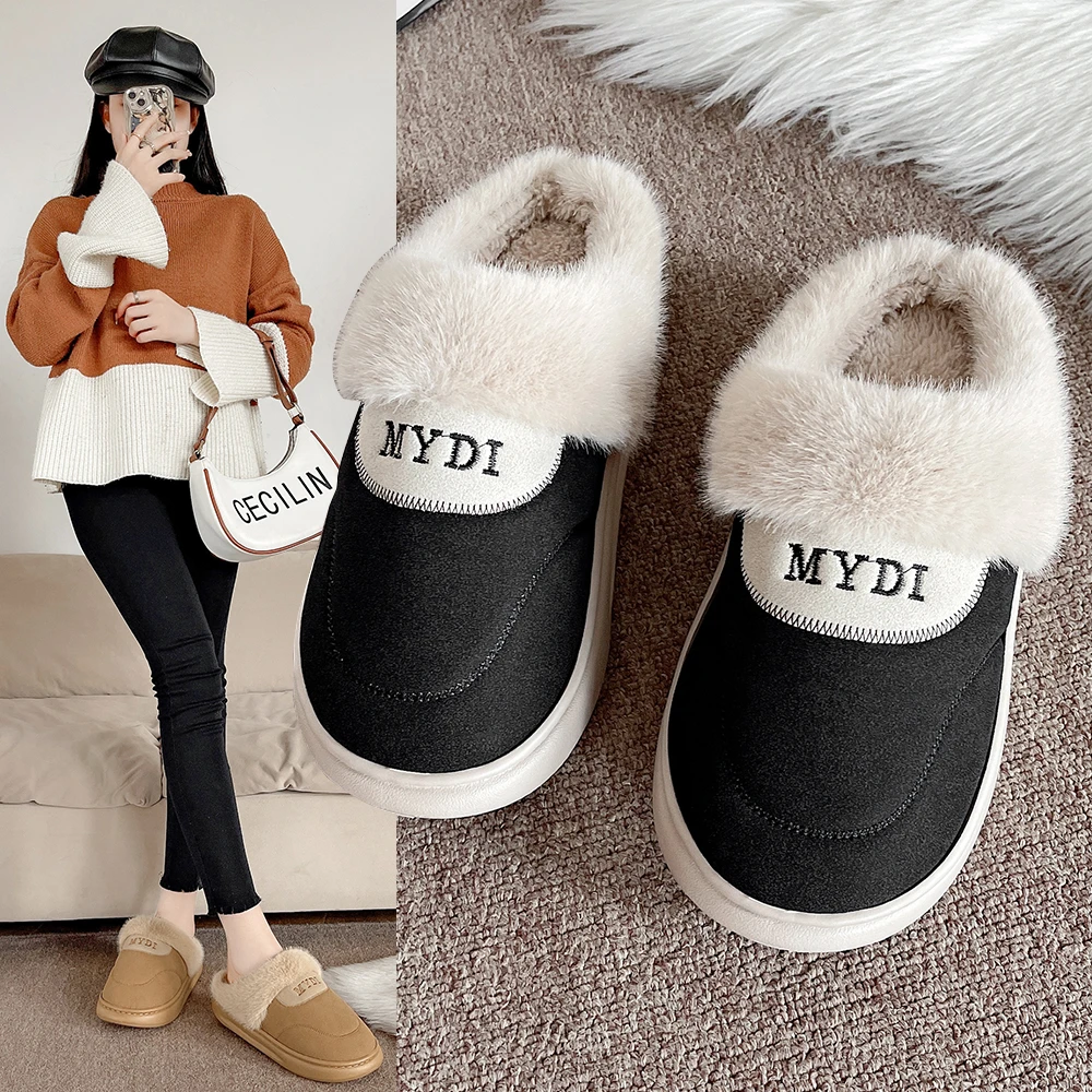 新款棉拖鞋女室内外可爱保暖拖鞋男冬天居家厚底防滑情侣拖鞋