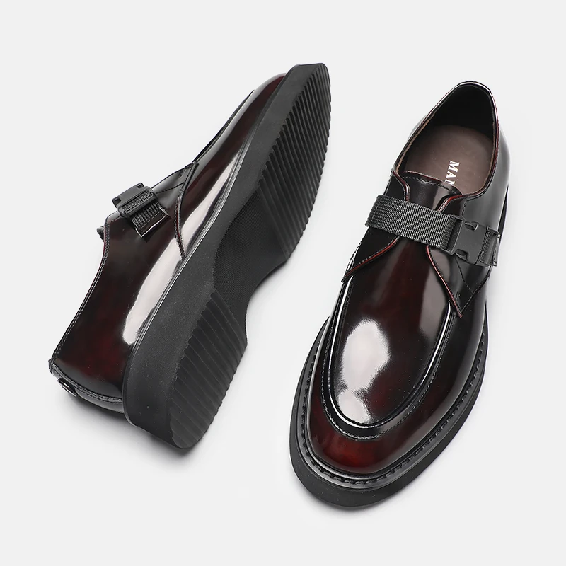 一脚蹬舒适透气手工真皮商务经典搭扣男鞋正装乐福鞋百搭亮面皮鞋