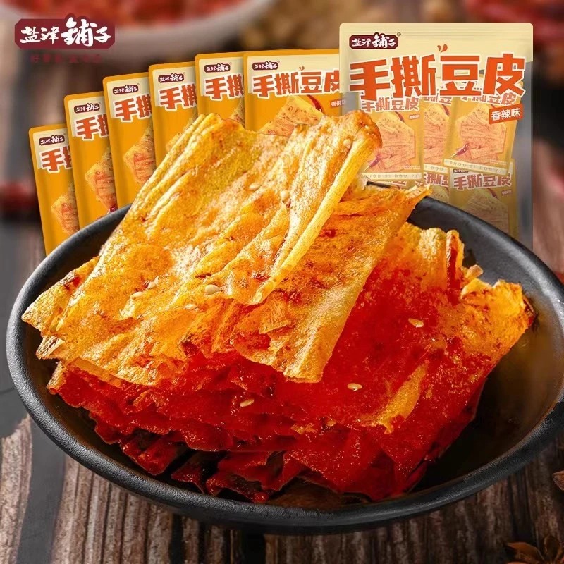 盐津铺子手撕豆皮豆腐干香辣片网红儿时小零食平江特产休闲零食品