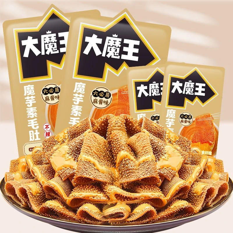 盐津铺子大魔王素毛肚麻酱六必居香辣麻辣魔芋爽即食小吃休闲零食