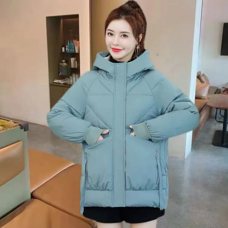 2024冬季休闲显瘦加厚棉袄宽松时尚保暖韩版连帽百搭棉衣短款女