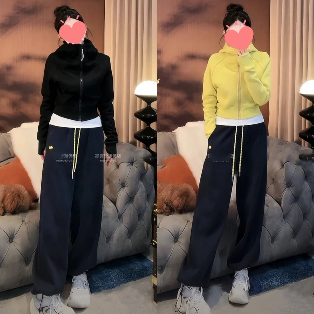 爆款2024新款时尚洋气女装套装遮肉外套裤子加绒两件套冬季炸街