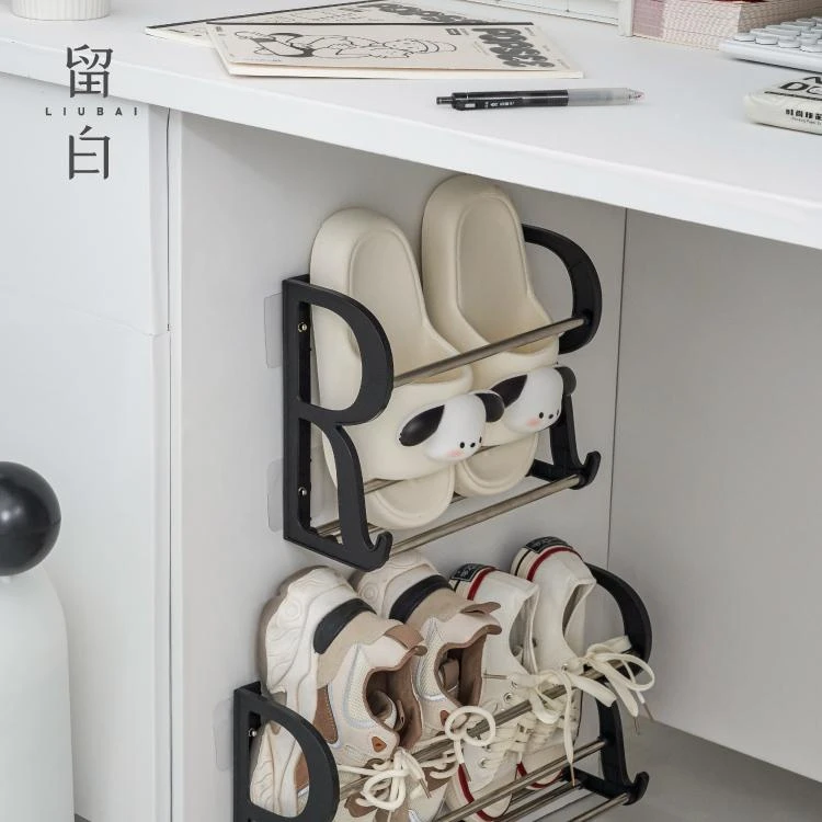 学生宿舍好物壁挂式桌下鞋架子办公室免打孔收纳神器家用门后鞋柜