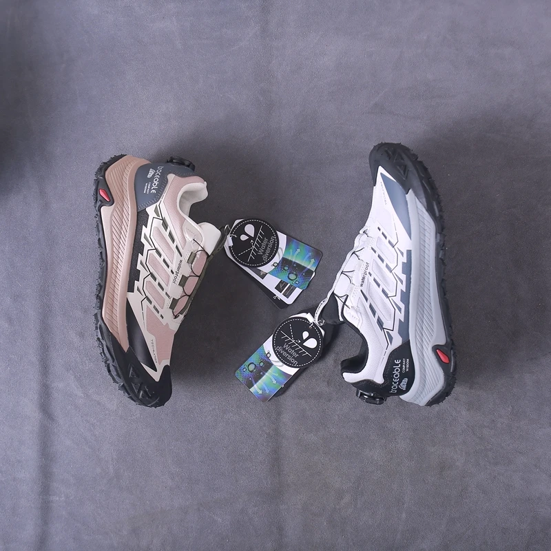 加拿大户外越野跑鞋夏季防水男士跑步鞋旋转纽扣低帮徒步鞋登山鞋