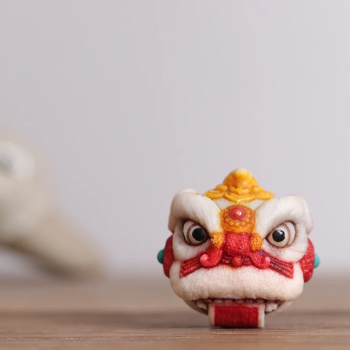 醒狮 根付作品 方颜雕刻 纯手工 手把件 饰品