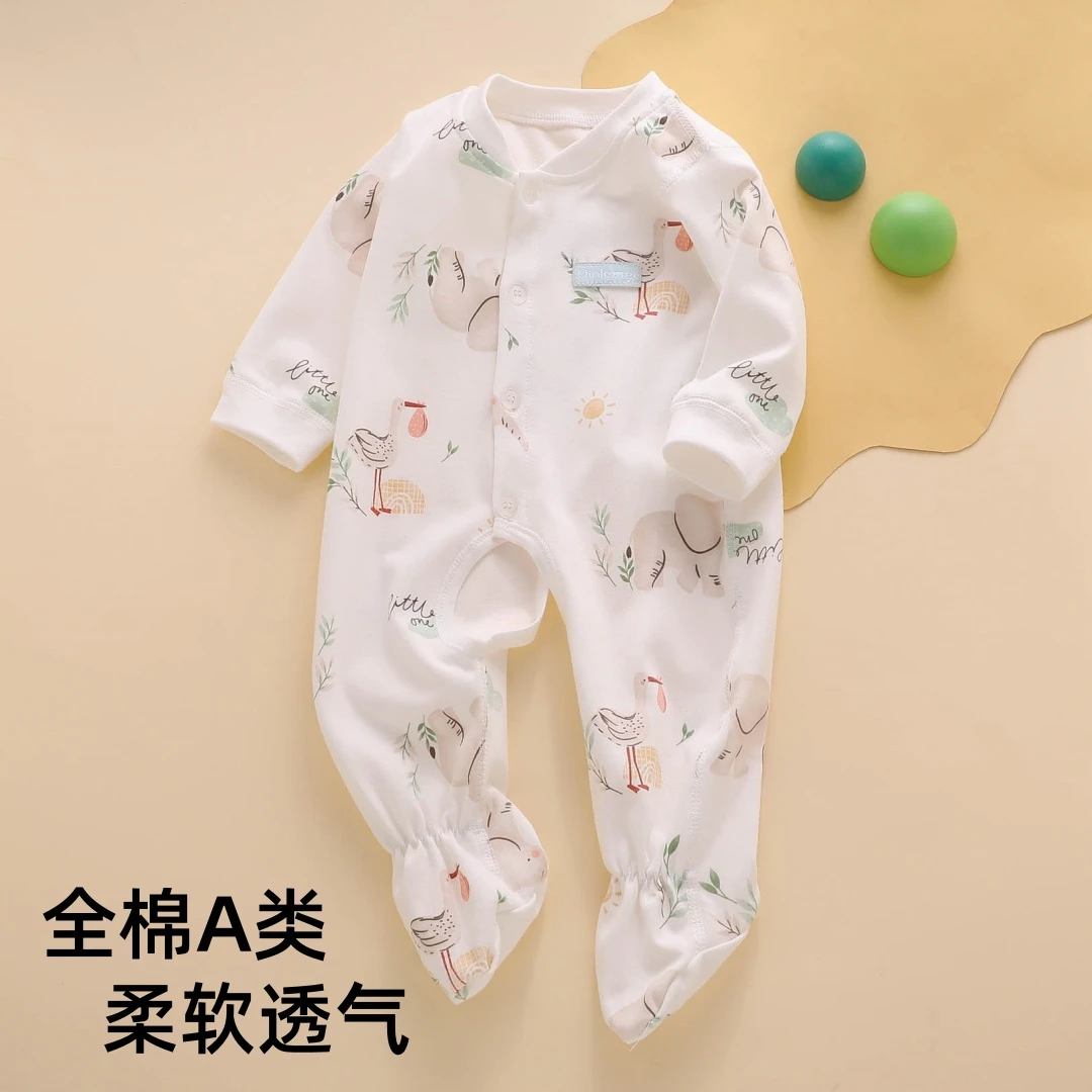 新生婴儿包脚连体衣服秋冬幼儿初生宝宝早秋纯棉秋季连袜哈衣秋装