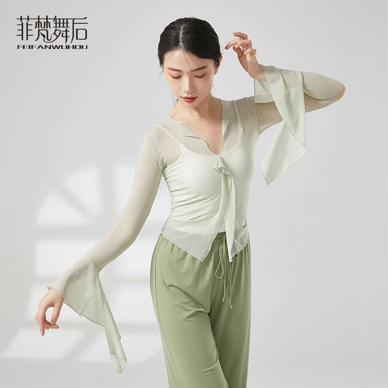 菲梵舞后古典舞蹈服装身韵纱衣网纱飘逸练功服现代舞民族艺考上衣