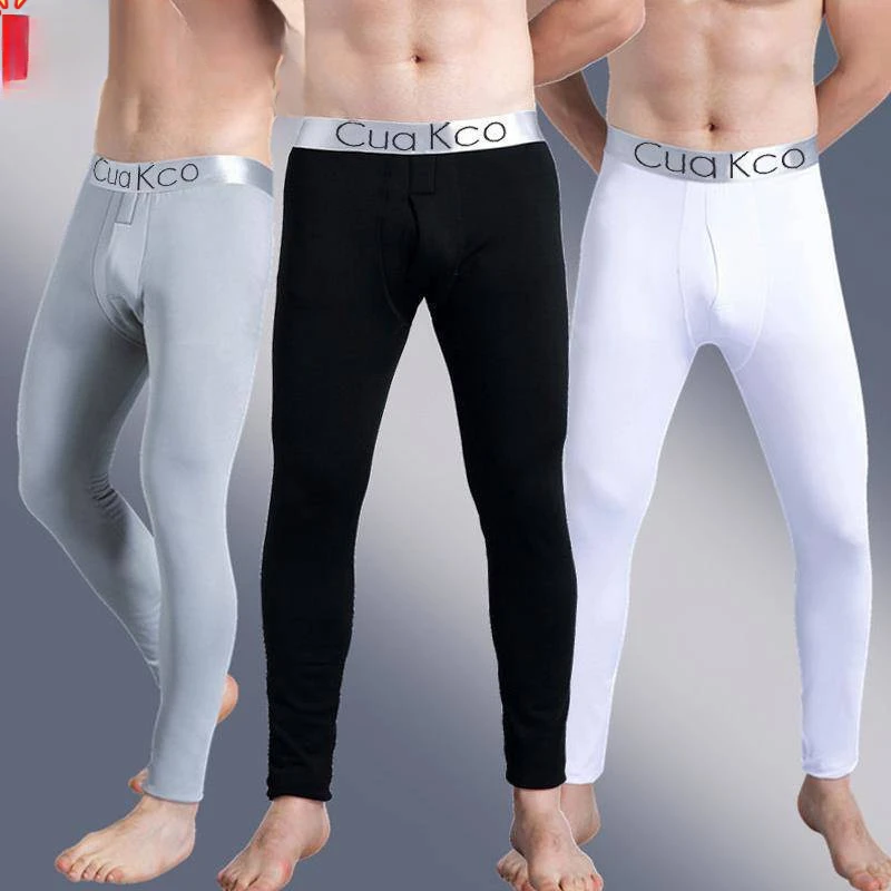 [加绒不加绒】秋冬男士保暖裤纯色男士修身打底秋裤加绒加厚底裤