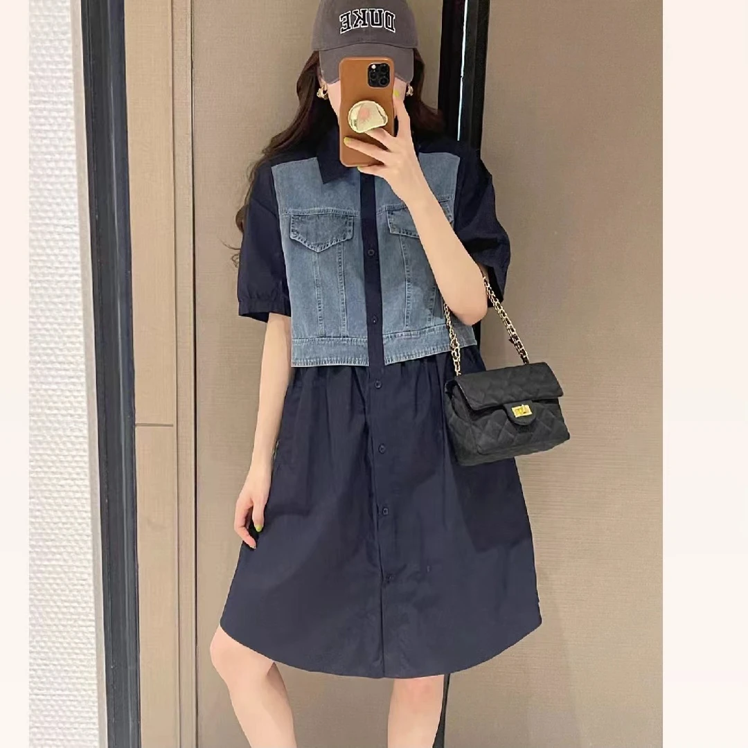直播特J/拼接连衣裙 时尚夏季宽松韩版洋气休闲显瘦裙裙子