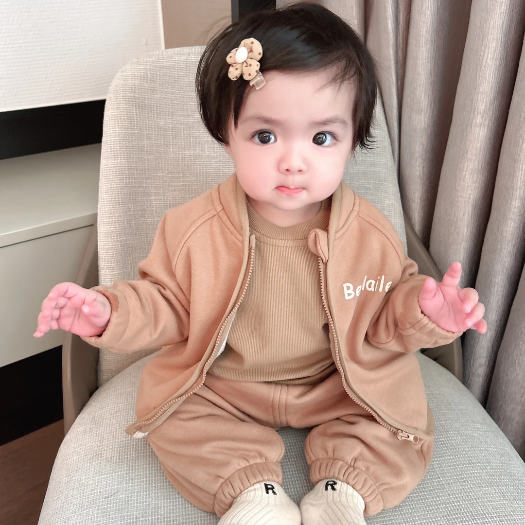 婴儿两件套春秋装女宝宝开衫外套三件套婴幼儿外出服儿童男童