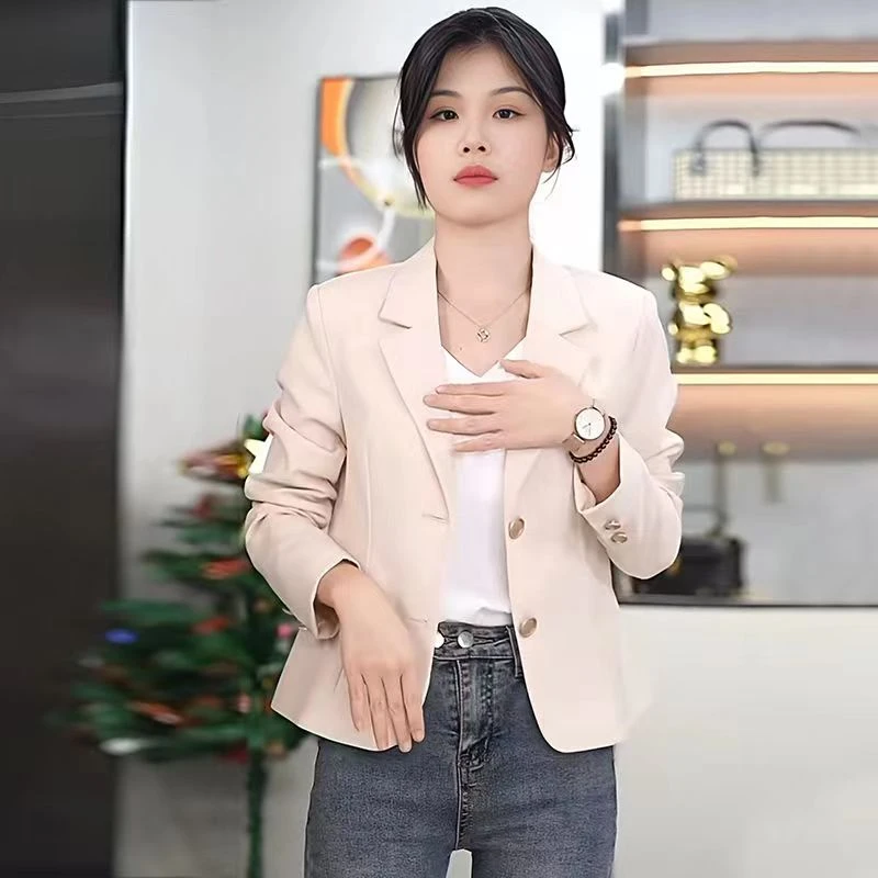 小个子短款西服外套咖色时尚气质显瘦收腰网红小西装外套上衣
