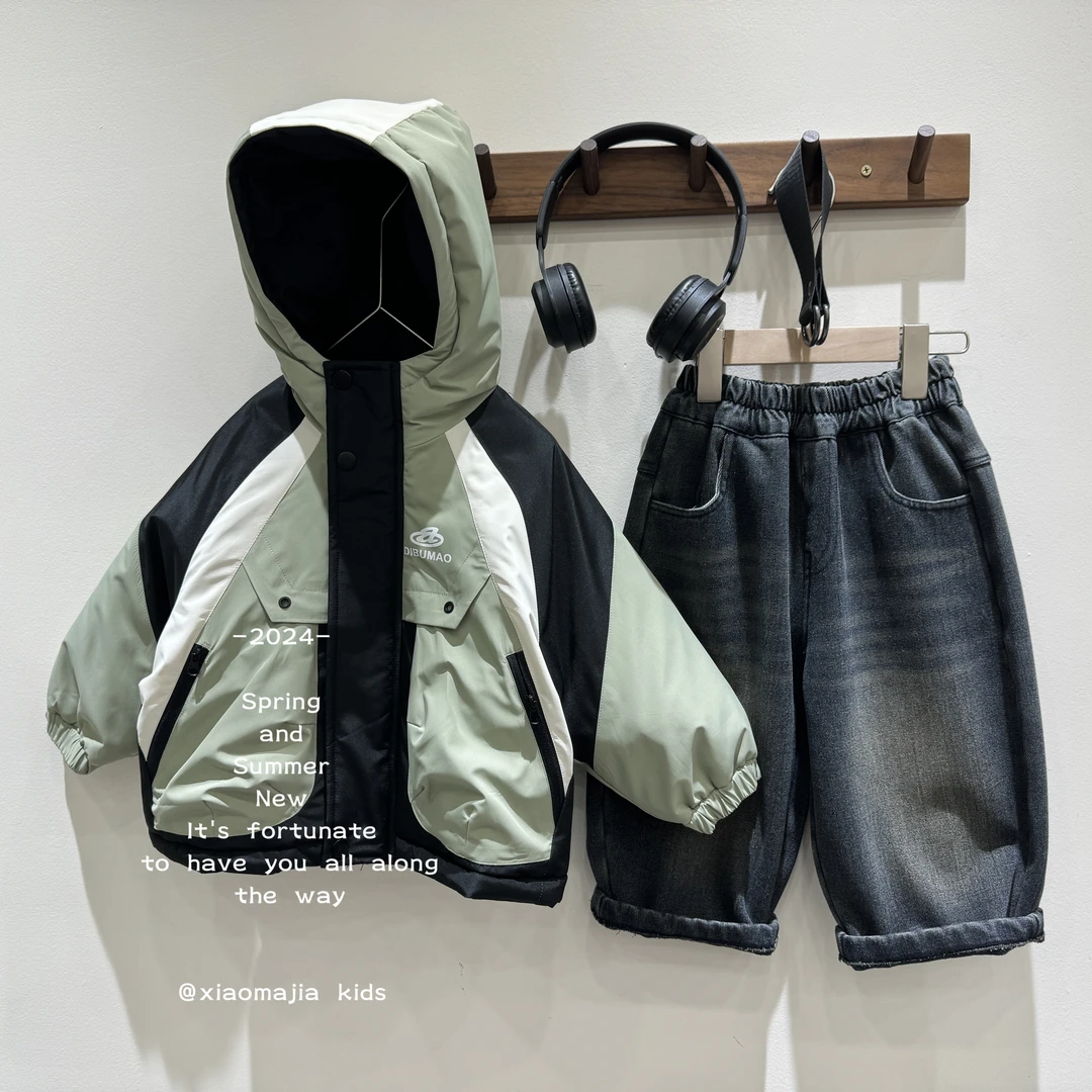 现货-儿童冬季工装冲锋衣内里仿兔毛棉服D-3607派克服宝宝棉衣