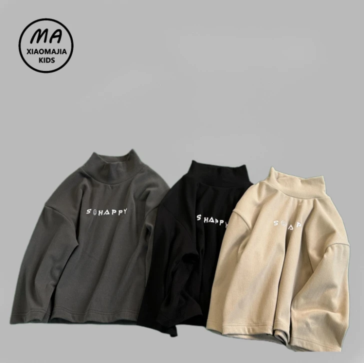 现货-秋季韩版打底衫D-3517儿童萌娃度假穿搭韩版潮流上衣