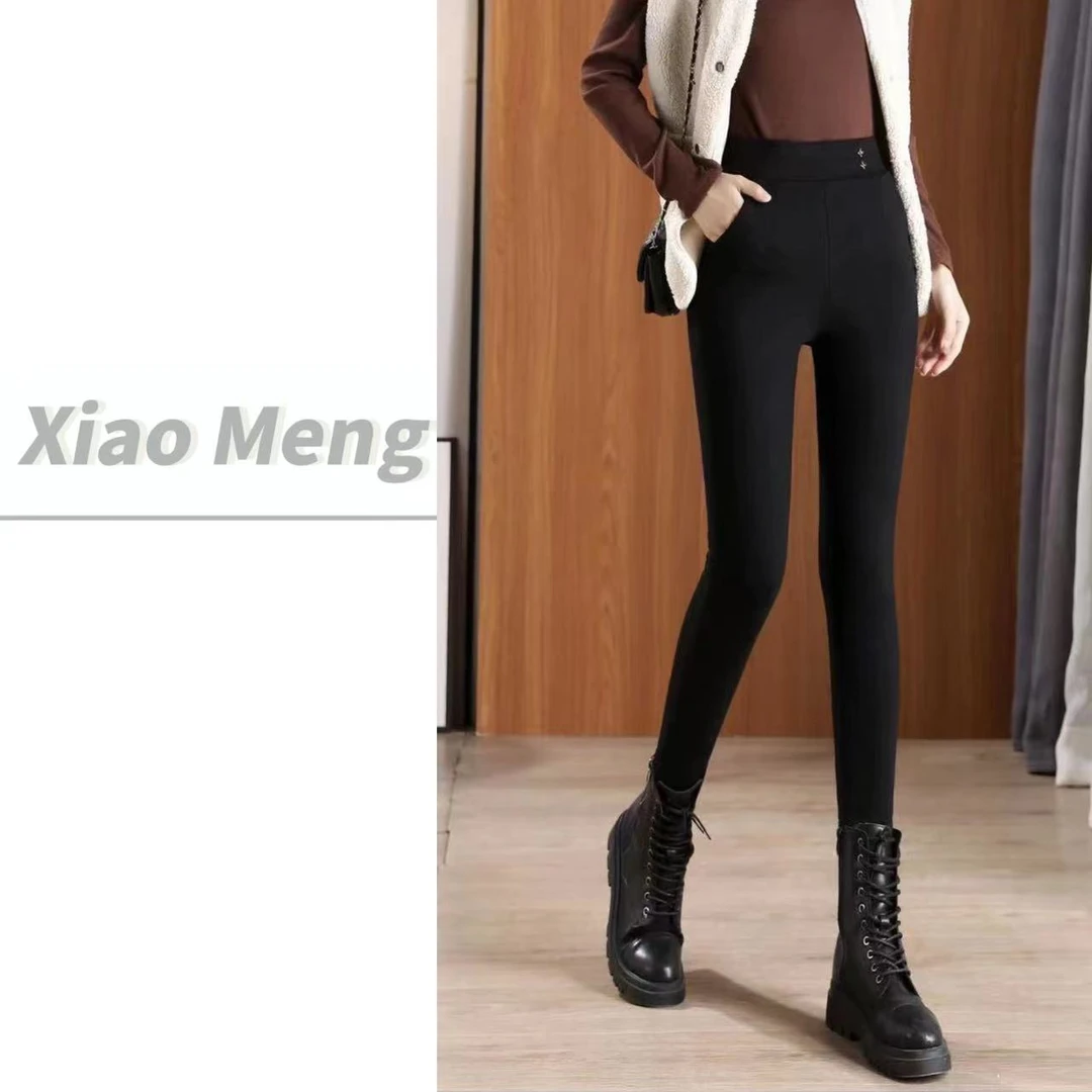 LJY冬季新款加绒加厚护膝小黑裤2211