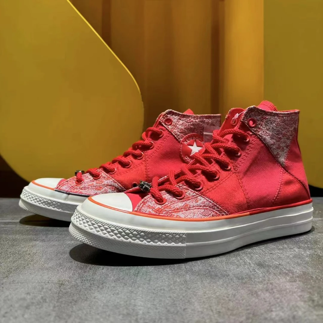 1970S CNY龙年限定纪念款新年款红色帆布鞋刺绣拼接男女休闲鞋