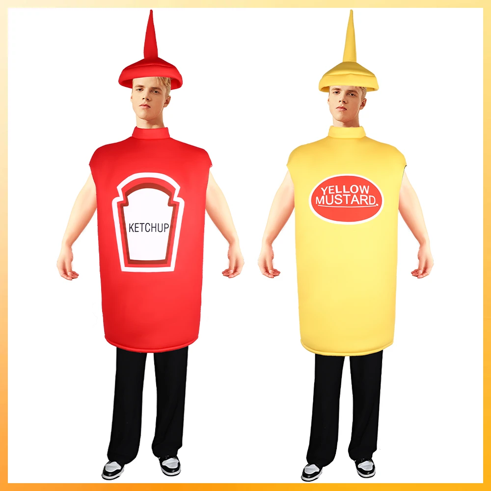 万圣节番茄酱蜂蜜芥末酱派对COS趣味恶搞连体校园活动演出服装