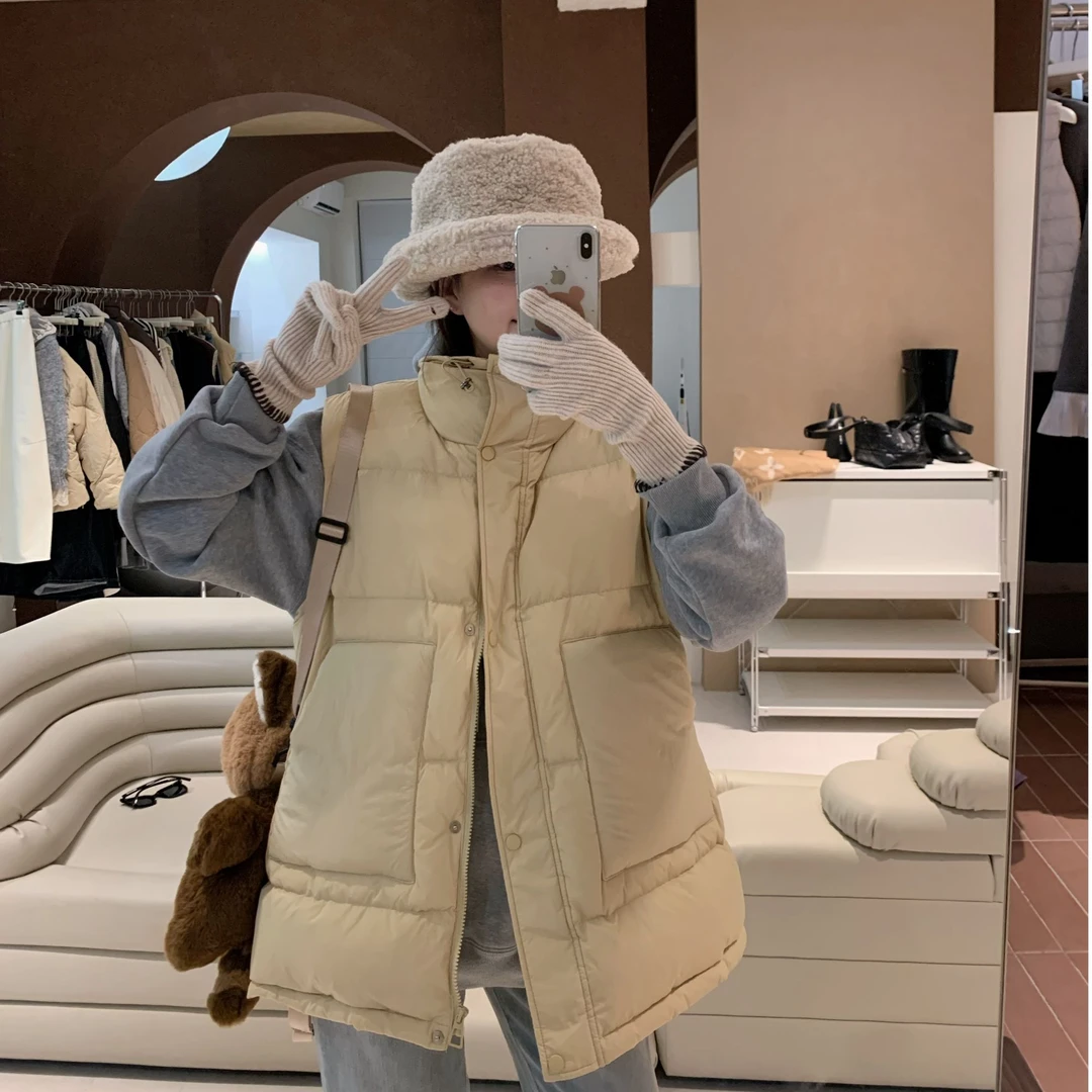 漫姐的店【奶黄包】百搭白鸭绒慵懒宽松羽绒马甲羽绒服背心马夹