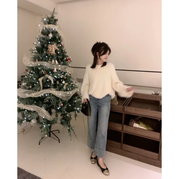 漫姐的店【白水裤】韩系显瘦百搭时尚牛仔直筒九分裤裤子高腰裤