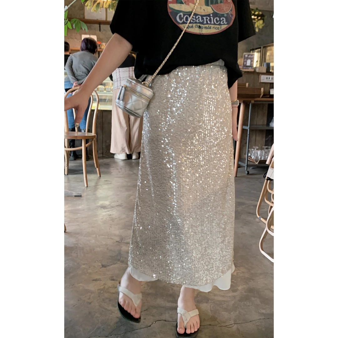 漫姐的店现货【心得裙】设计感高级闪闪百搭气质时尚显瘦半身裙