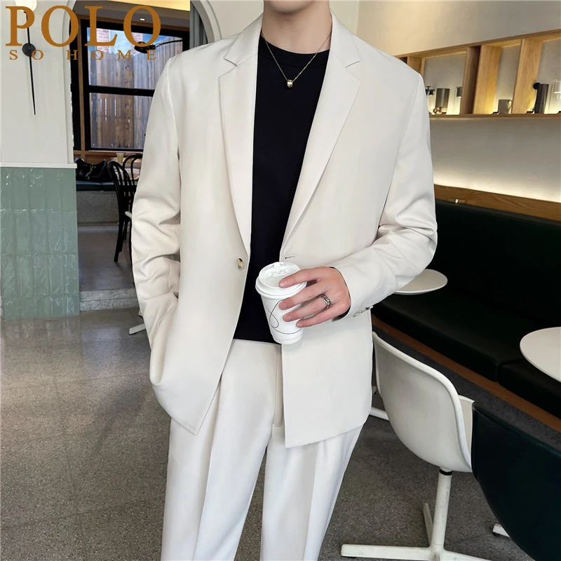 保罗春秋新款宽松坠感西服套装男韩版潮流休闲轻熟风小西装外套男