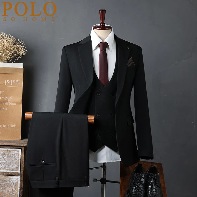 保罗高端商务休闲西装套装男士新郎结婚礼服一粒扣双开衩修身西服