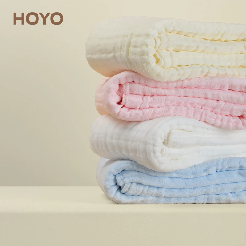 HOYO纯棉春夏新生婴儿浴巾超柔吸水洗澡巾儿童宝宝纱布毛巾被家用