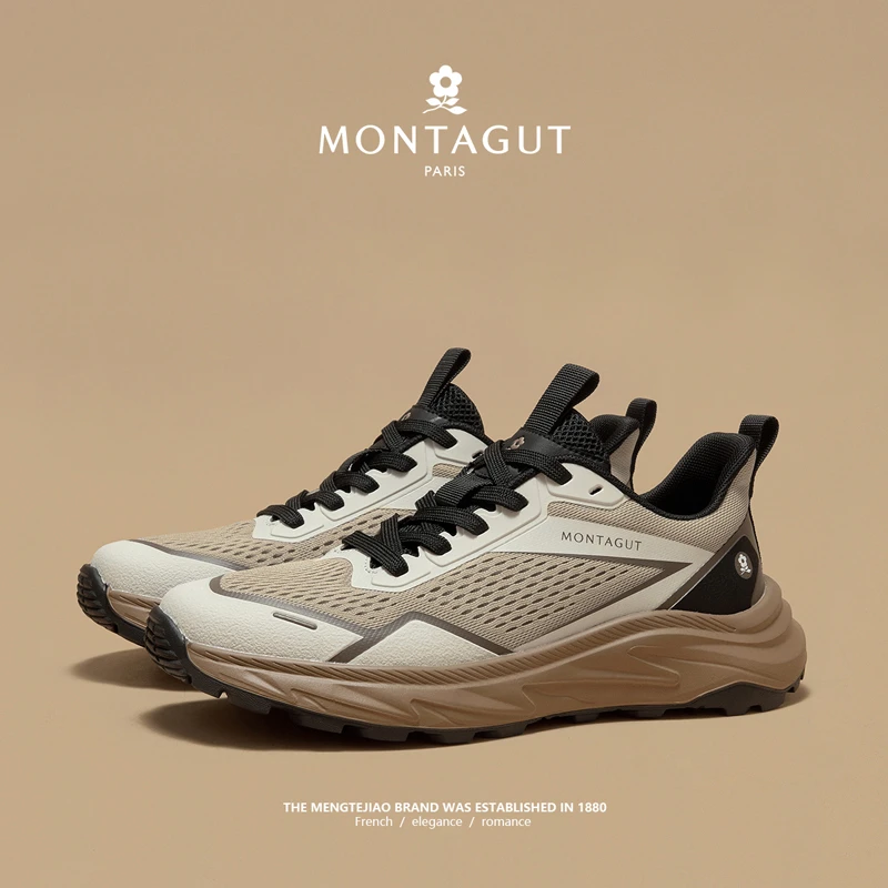 梦特娇男鞋秋季时尚休闲透气网面跑步运动鞋男户外耐磨登山徒步鞋