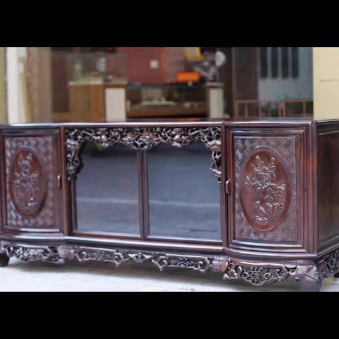 老挝大红酸枝交趾黄檀加厚板足料大货电视柜储物柜