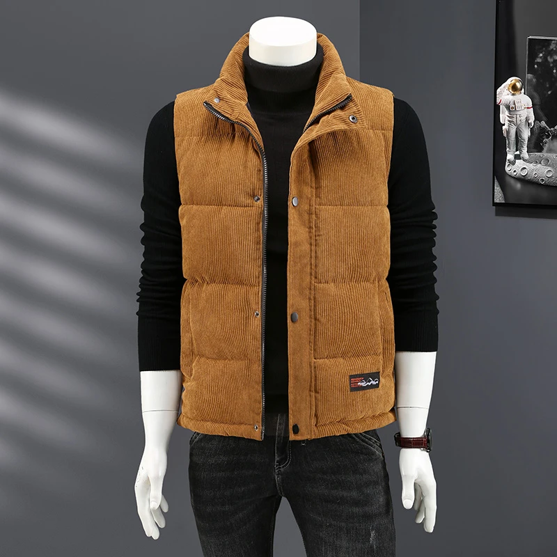 男士帅气立领马甲男秋冬季青少年潮流棉马夹轻薄保暖背心外套坎肩