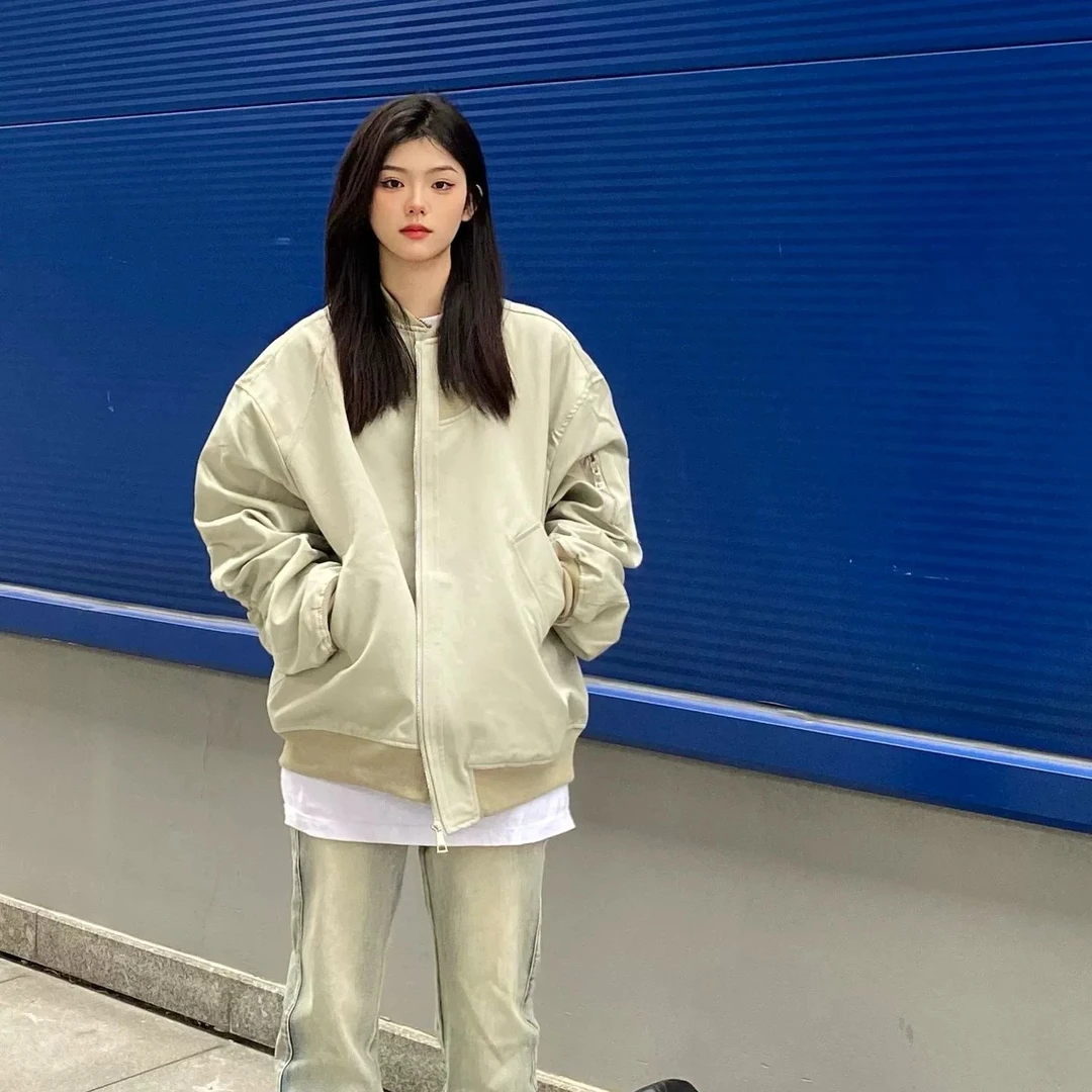 外套秋冬季美式潮牌男女棉服加厚复古飞行夹克外套棉衣棉袄棒球服