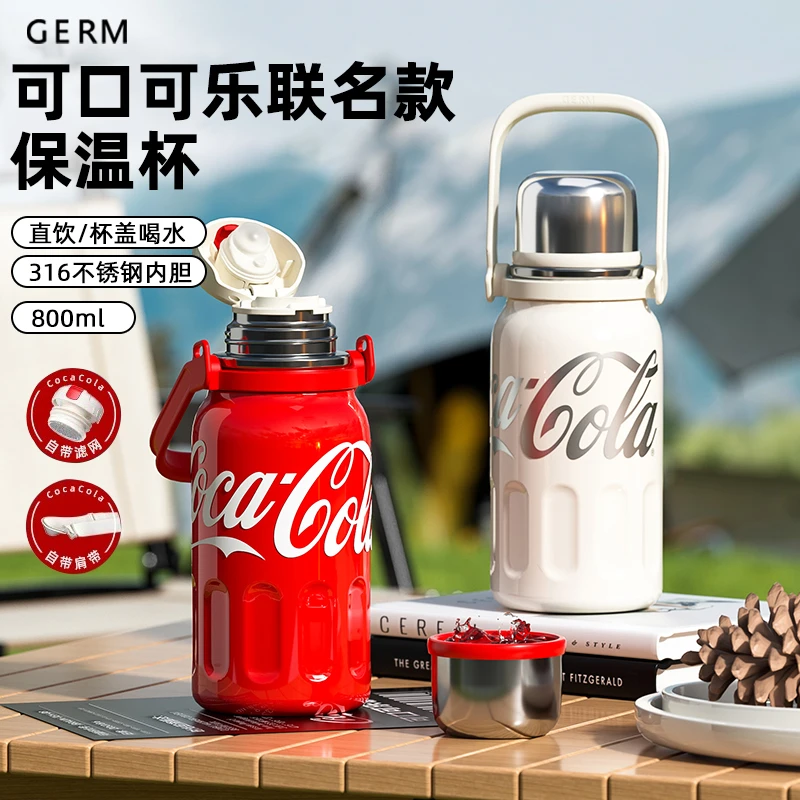 GERM可口可乐保温杯800ml大容量学生户外运动直饮杯316不锈钢水杯