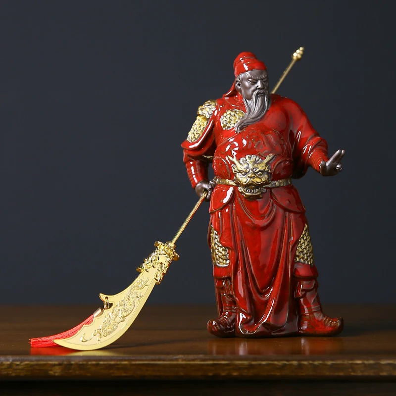 小品茶逸 中式关羽手工摆件武财神关公招财家用客厅书房茶室摆设