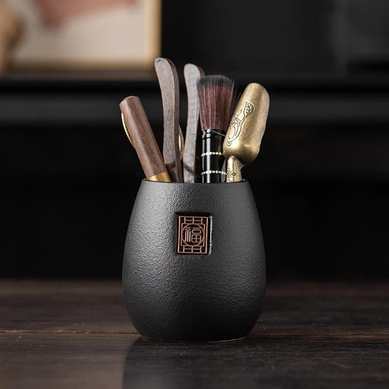 小品茶逸 茶道六君子套组家用茶室桌面茶具配件五件套黑檀木高档