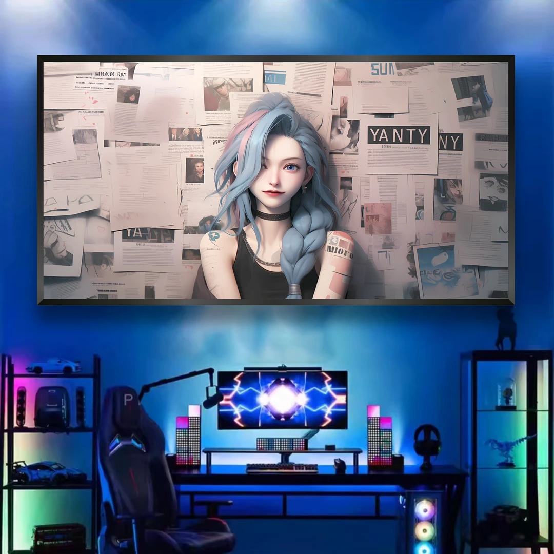 PVC《PVC英雄联盟》海报金克斯卧室电竞房动漫挂画装饰画40*80