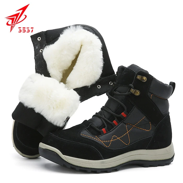 冬季3537加绒加厚迷彩棉鞋羊毛男防滑暖雪地靴黑色高帮户外防寒靴