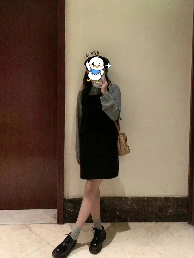 大码秋季打底衬衫连衣裙两件套2775#