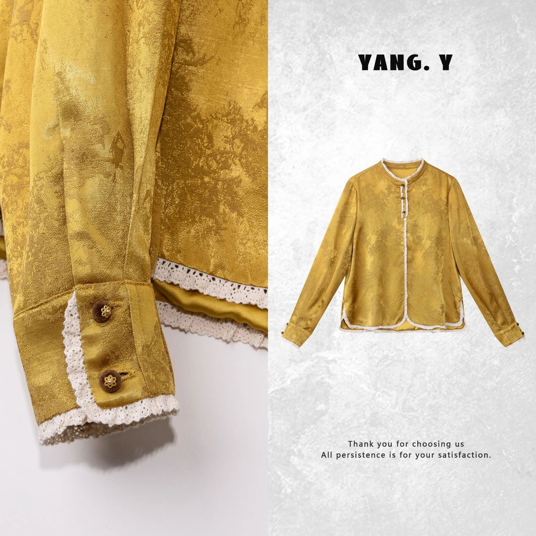 YANG.Y-【桃漫如雨】深圳原创中式国风女装桑蚕丝亚麻秋冬上衣91161