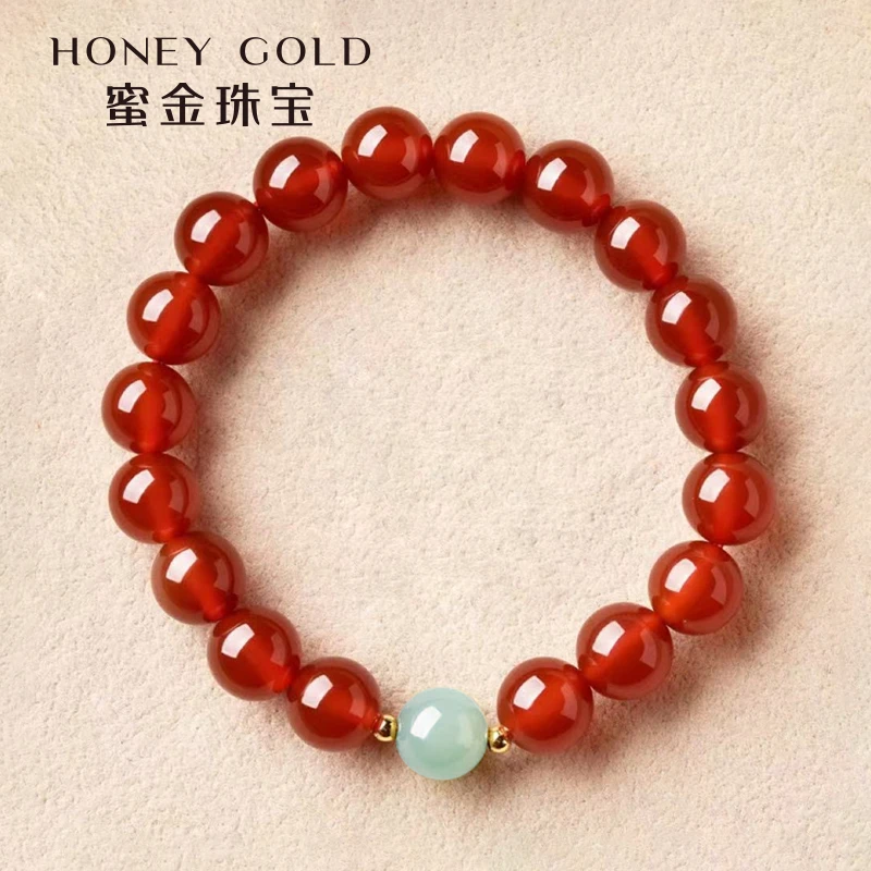 蜜金珠宝精品饰品红玛瑙手链HGA1493