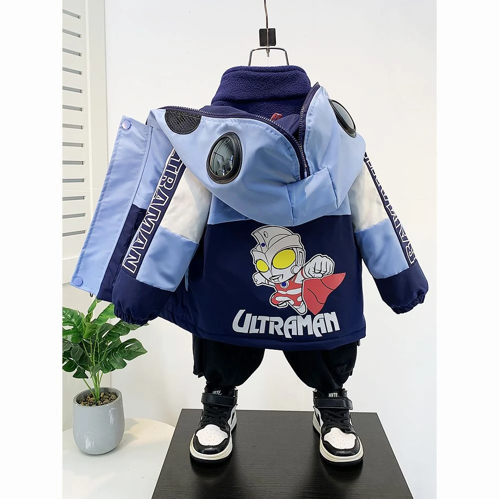 男童冬季外套2023新款儿童冲锋衣三合一加厚奥特曼风衣宝宝冬装潮